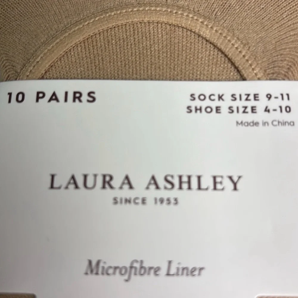 New Laura Ashley Socks Women’s 10 Pair Tan & Black Casual Microfiber Liner Socks - Picture 7 of 14